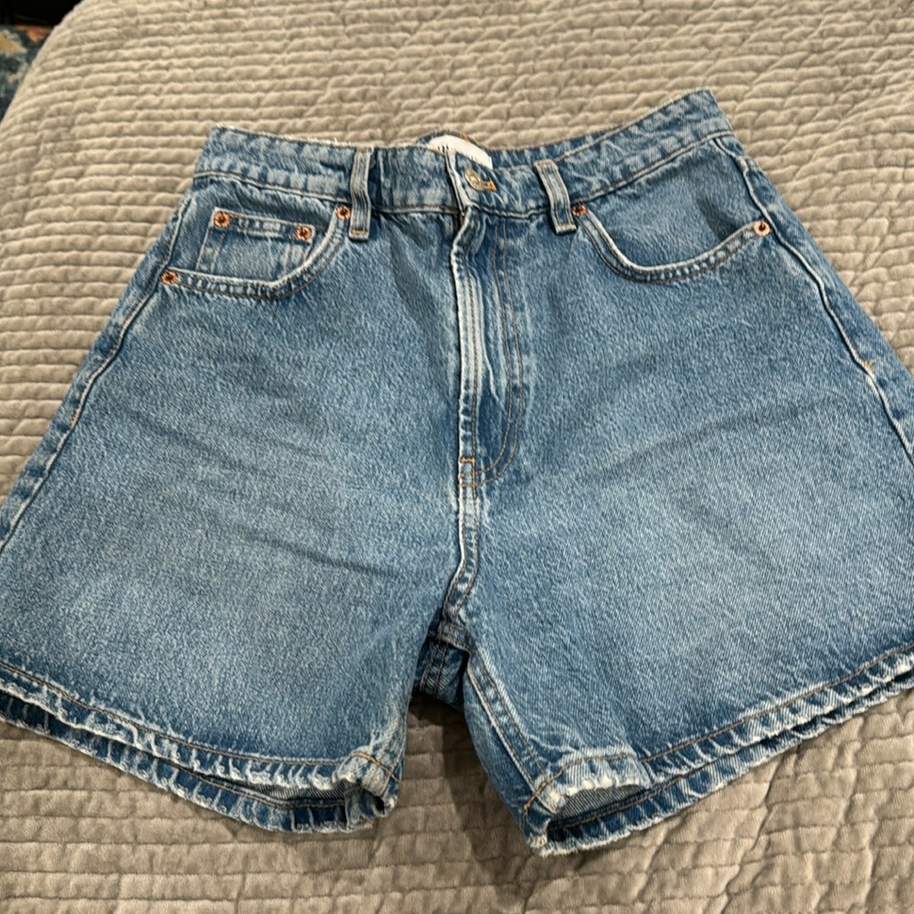 Zara denim high rise shorts 6